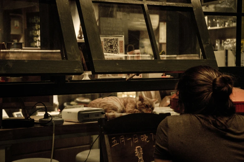 a girl looking in through the window of her home