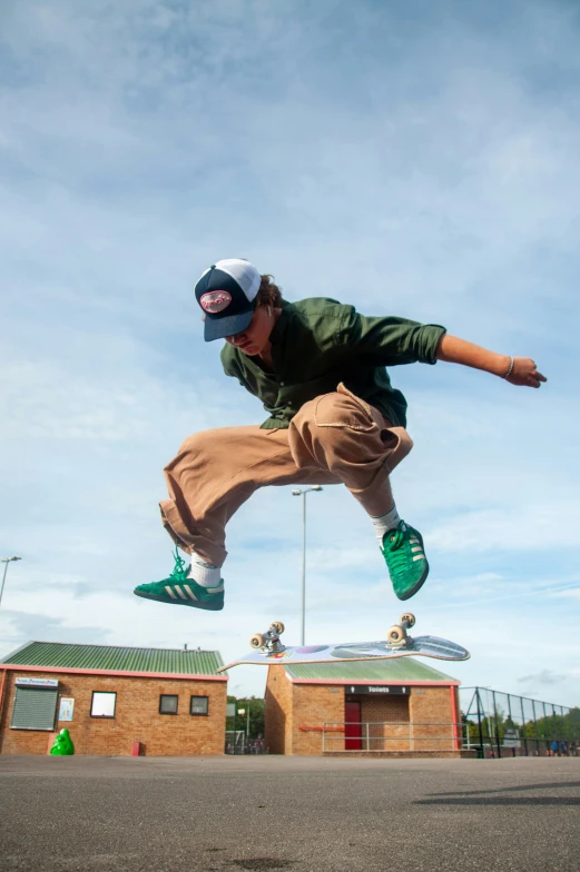 a person jumping a skate board in the air