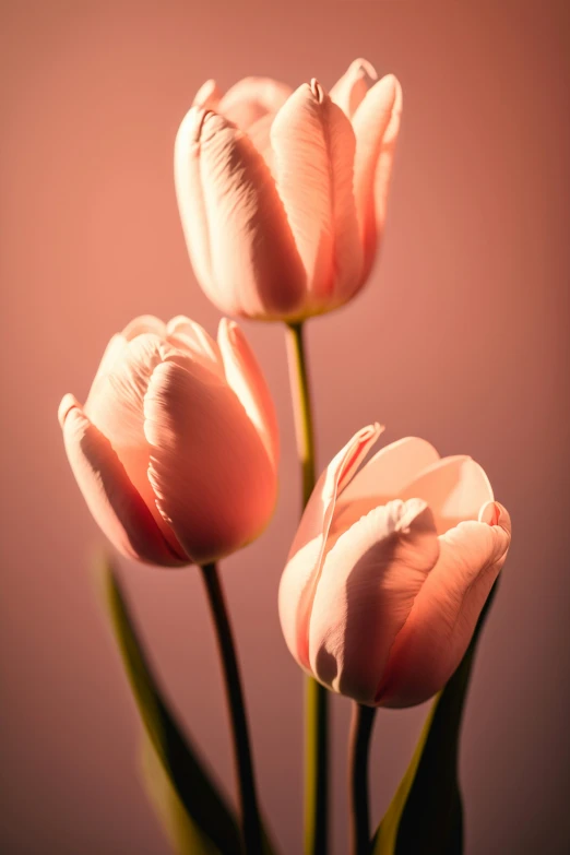 pink tulips stand in the center of the bouquet