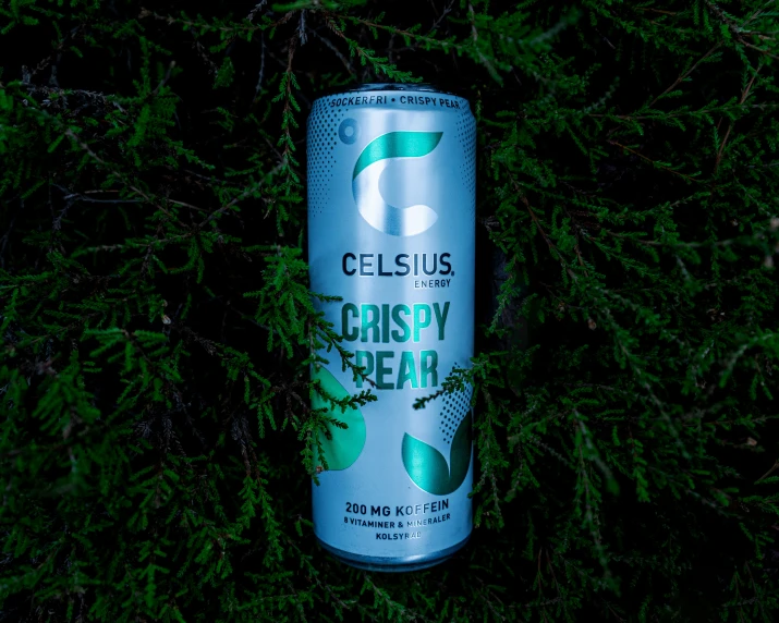a can of celsius beer is in the grass
