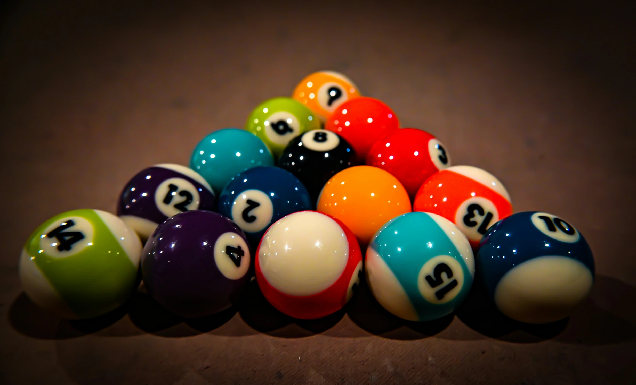 eight ball pool game arranged in various stages