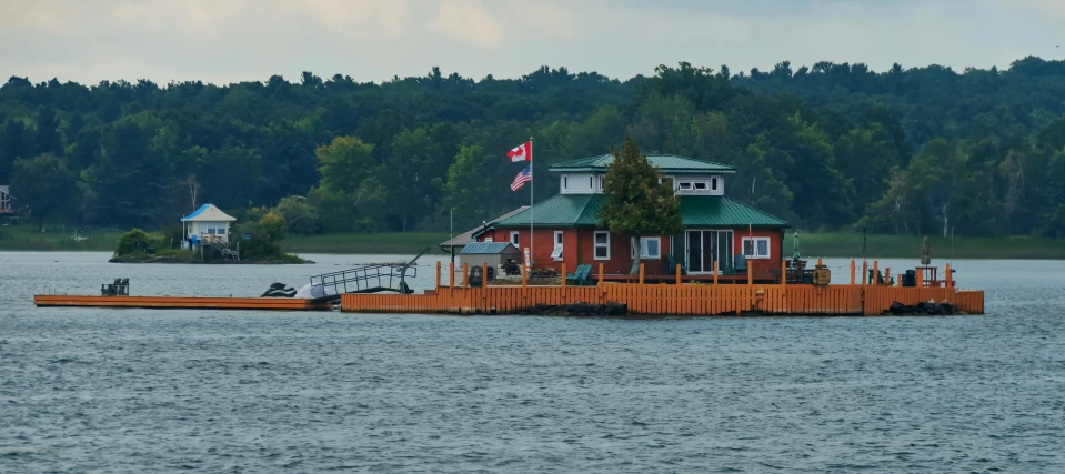 a barge that is floating in the water