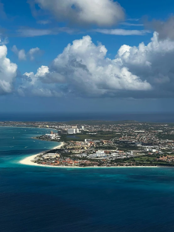 this is a view of a tropical island from the air