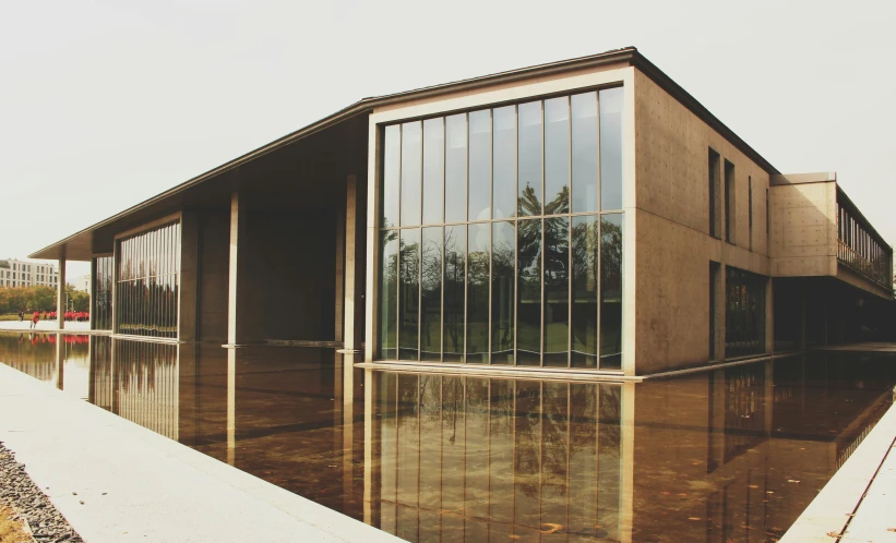 an empty building in the middle of the water