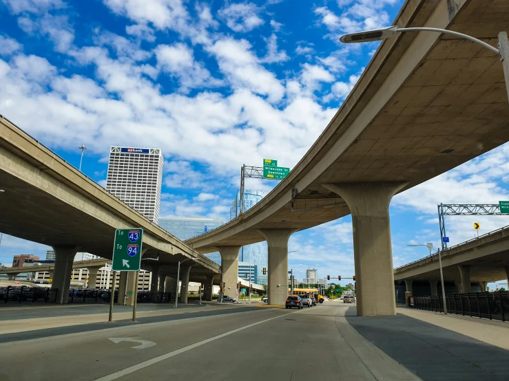 a picture looking down a freeway during the day