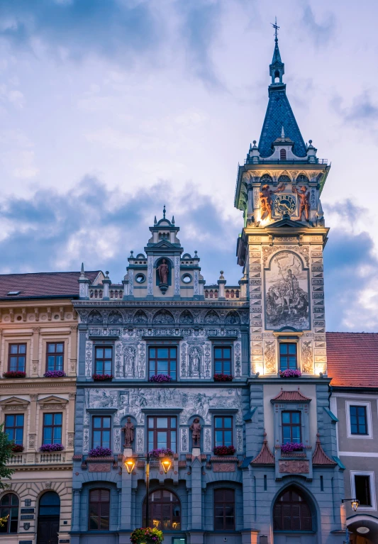 a clock tower on top of a tall building