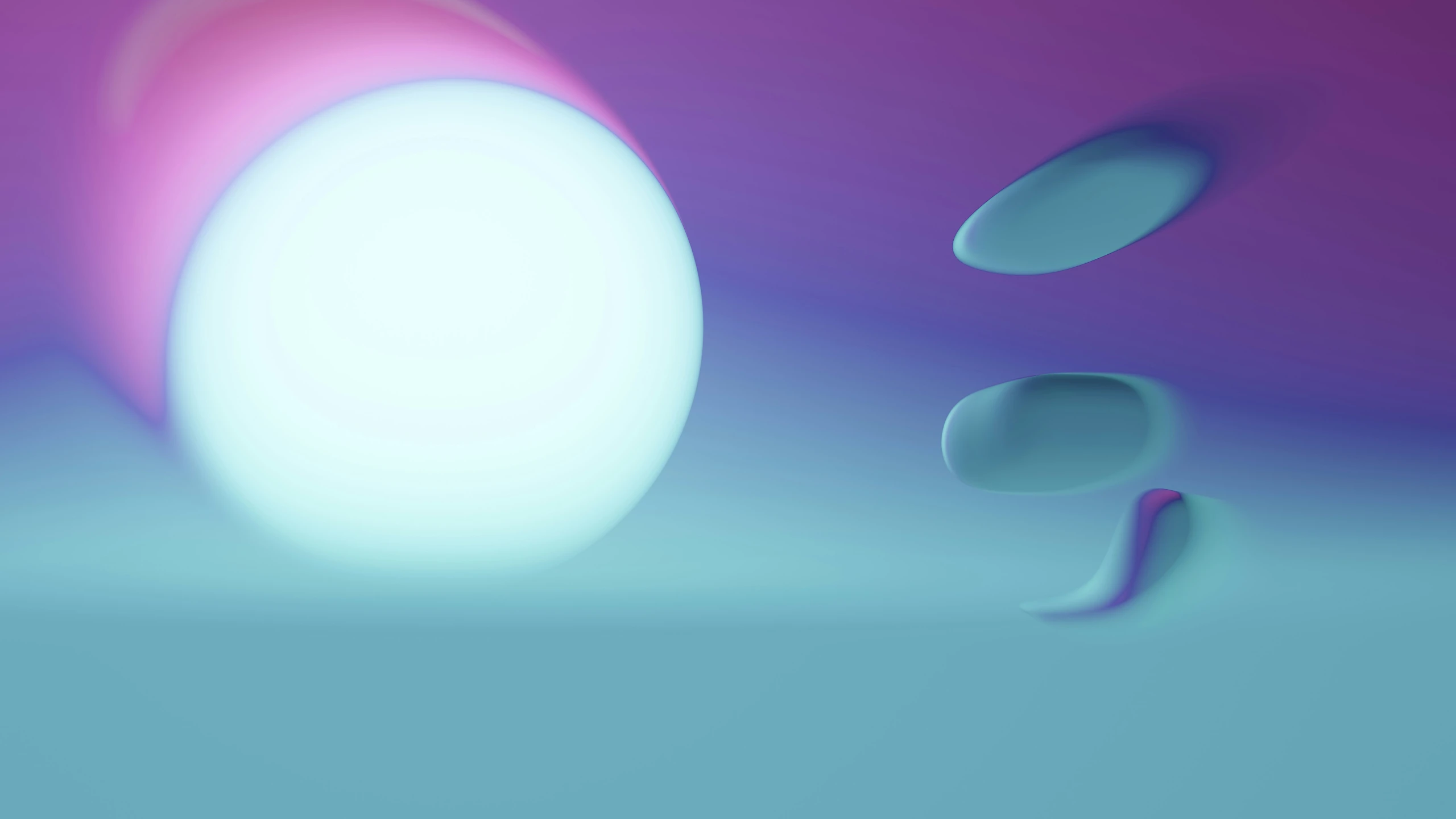three blue circles in front of an purple background