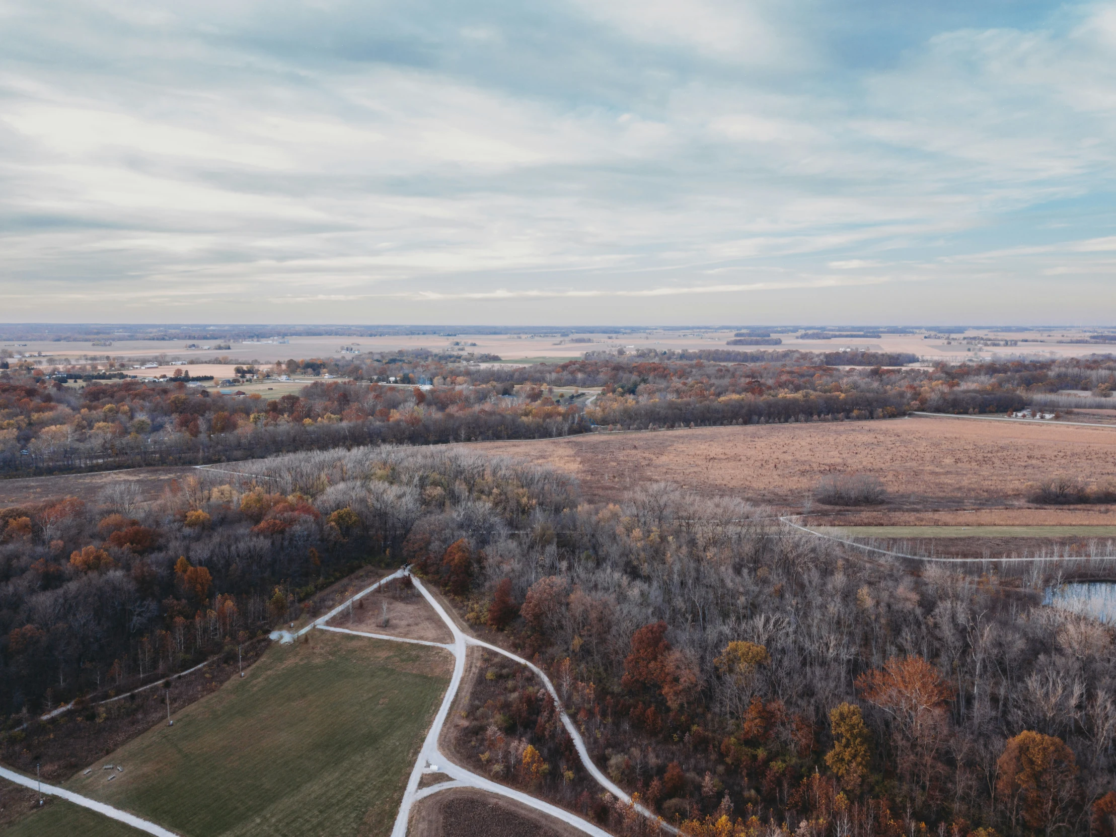 aerial view of the forest with some hills and trees