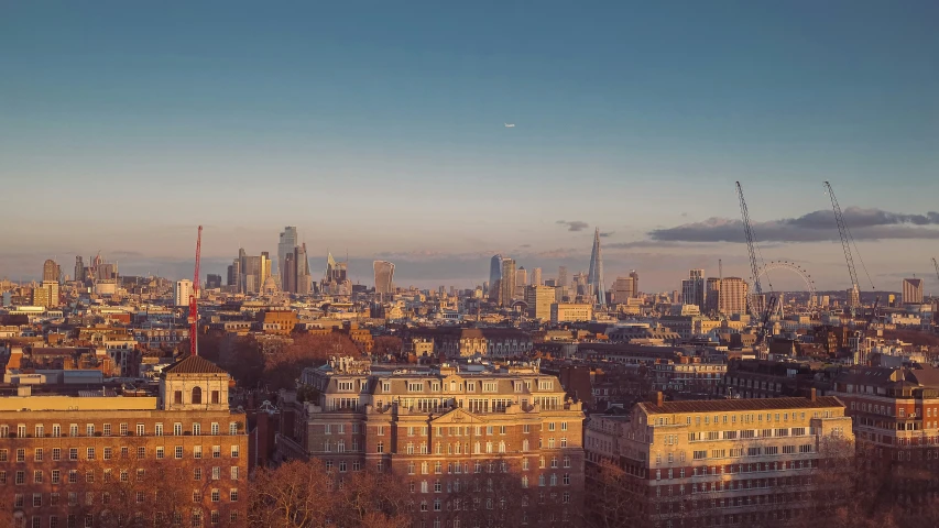 an aerial view of a city and buildings