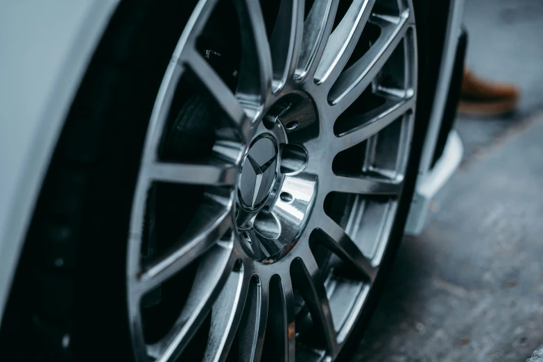 wheel tire on a silver car