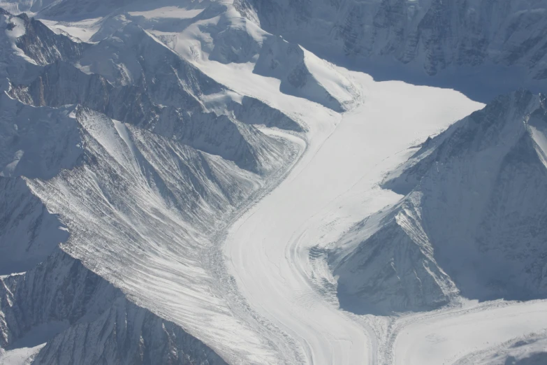 snow is moving on the mountains and glaciers