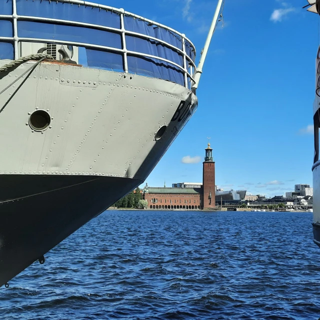 a view of a boat from across the water