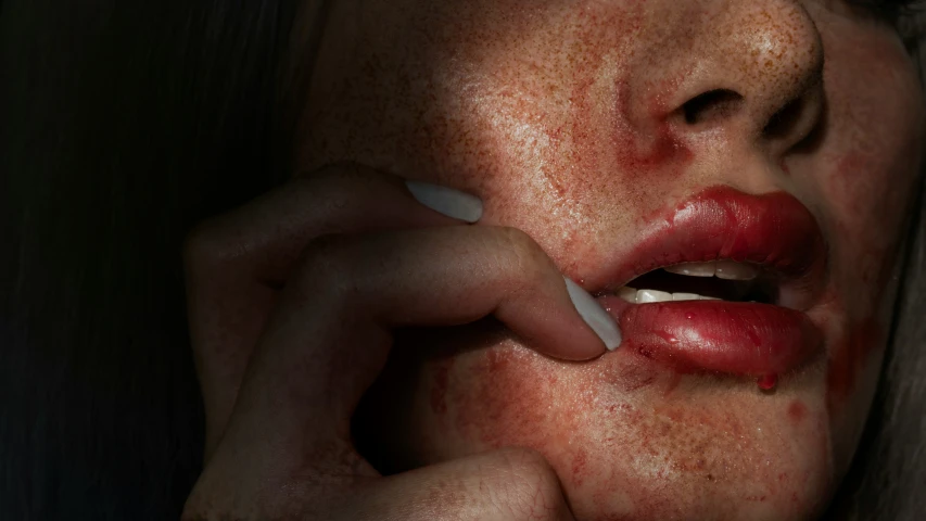 an image of a woman with acne on her lips