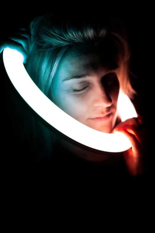 a person with a light up head