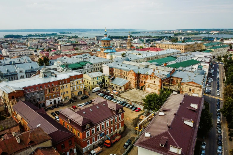 the top view of buildings and other traffic