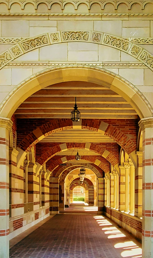 there is an archway leading into the building