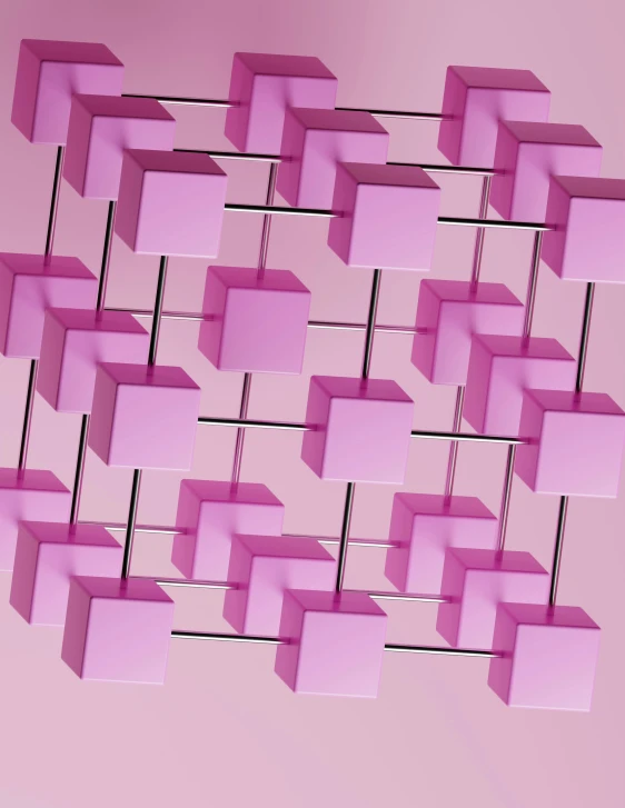 a group of pink square blocks on a pink surface