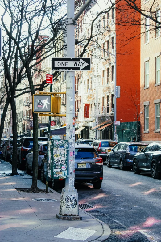 a street sign in the center of a street