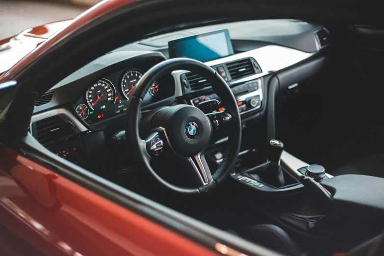 the inside of a car with many gauges