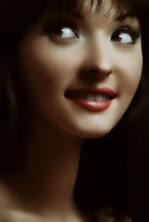 closeup of an attractive woman with her hair blowing back in the wind