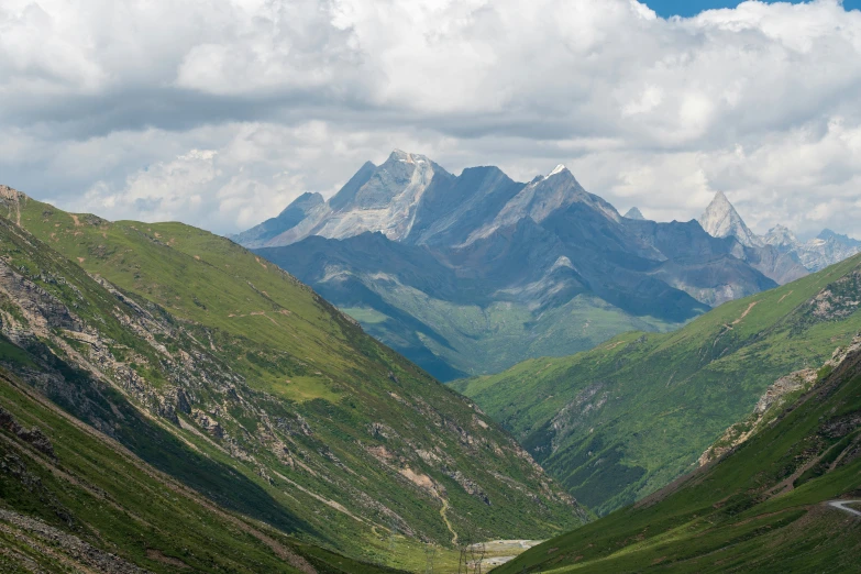 a valley in the middle of mountains