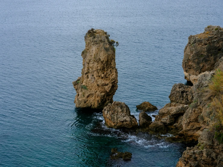 a large body of water surrounded by rocks