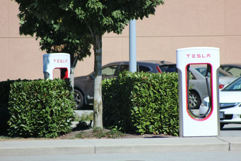 the electric vehicles have red trim around them