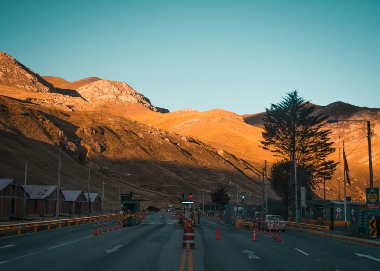 there is a road going through a small mountain town