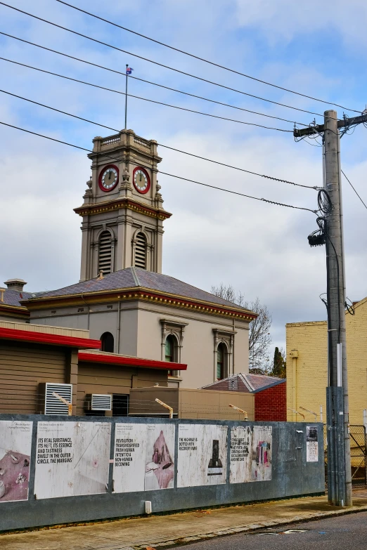 a clock tower with a sky background