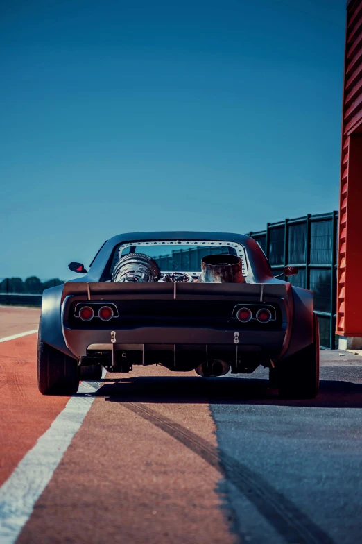 a car on the road with its engine out