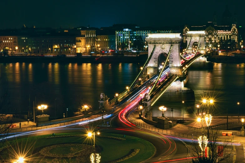 this is a picture of a bridge in the night