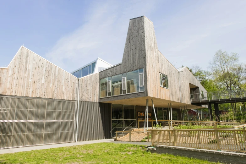 an unique modern house made from wood and steel