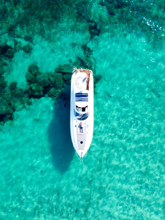 a boat that is out in the clear water