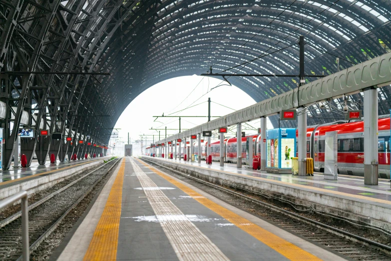 a train is at a station with no people in it