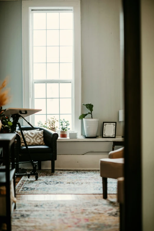 the view of a living room from an adjacent window