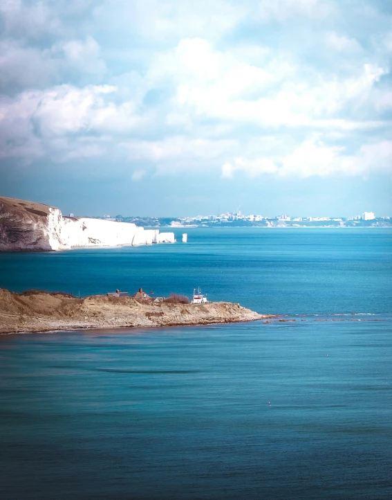 a large body of water surrounded by land