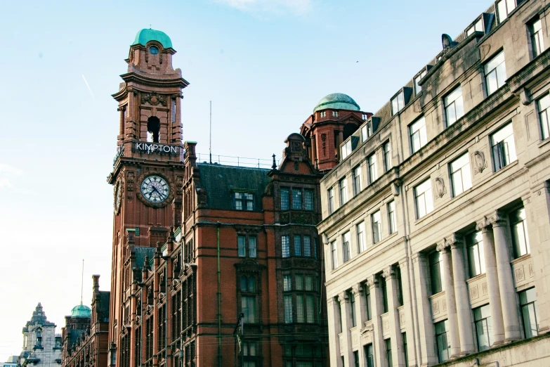 the view of several historic buildings from the street