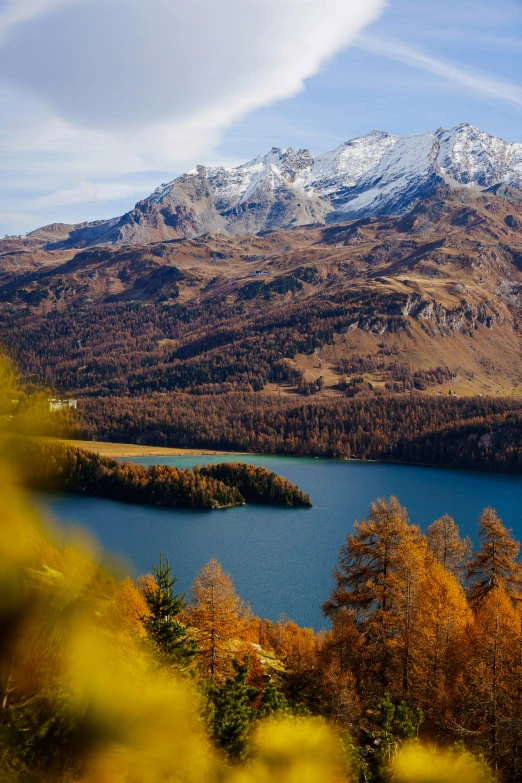 a view of a mountain range that appears to be a lake