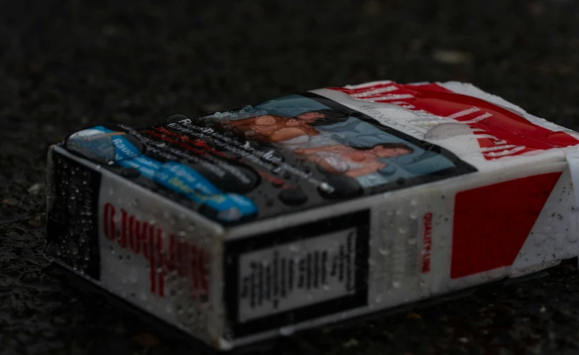 close up of a boxed cigarette with a box on the side