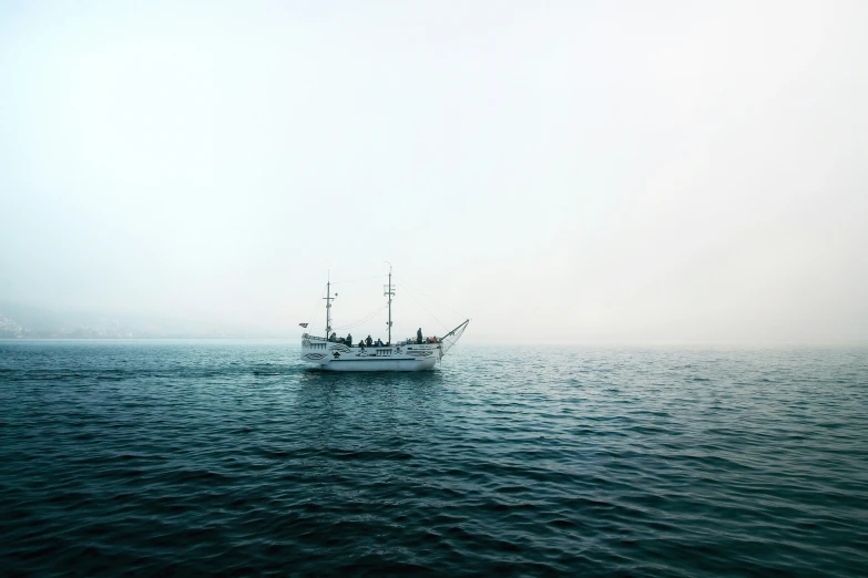 a fishing boat that is in the middle of the ocean