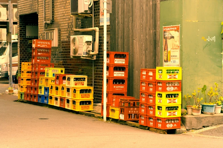 a few boxes are stacked on the curb