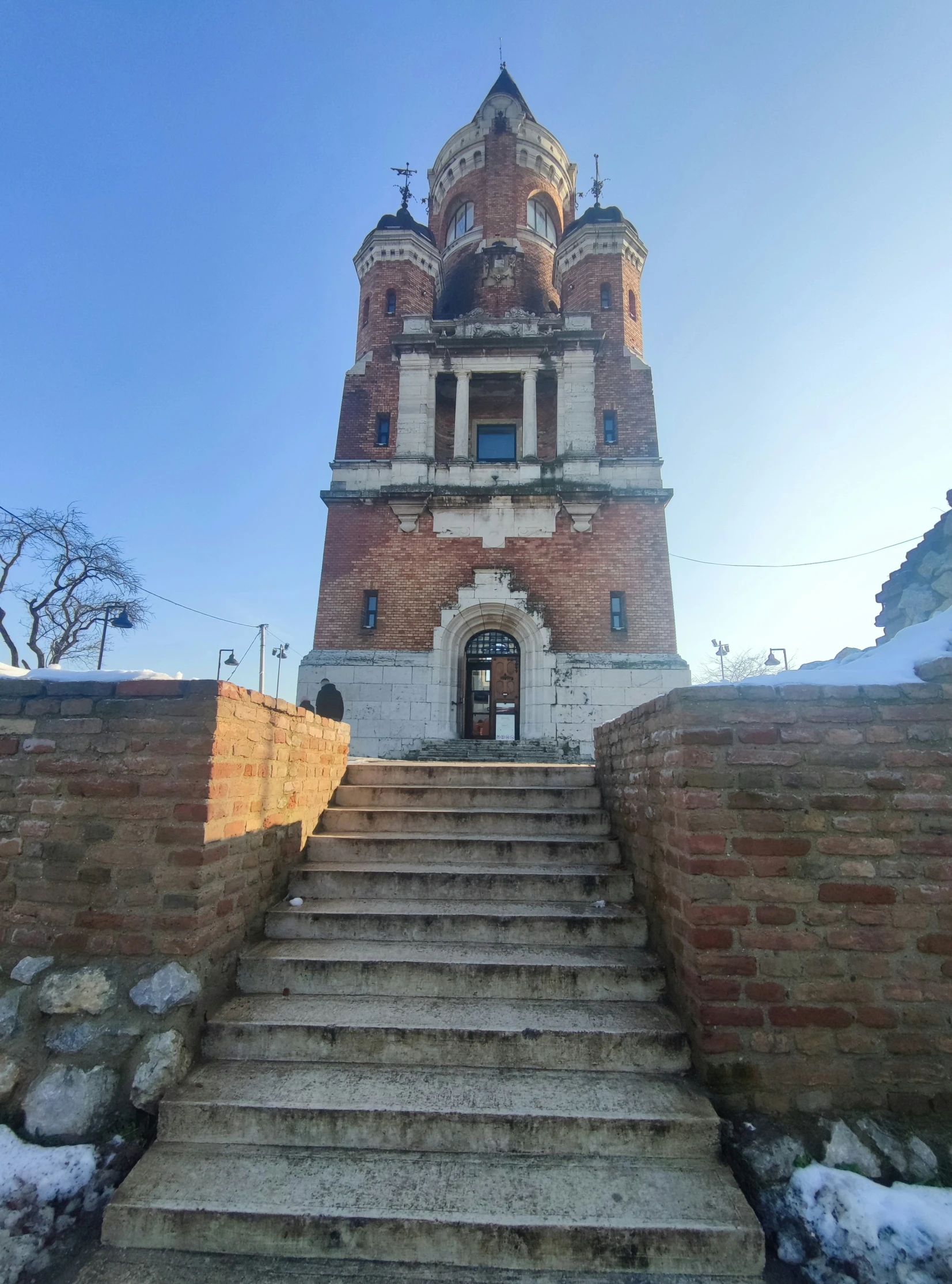 the stairs lead to the top of the tower