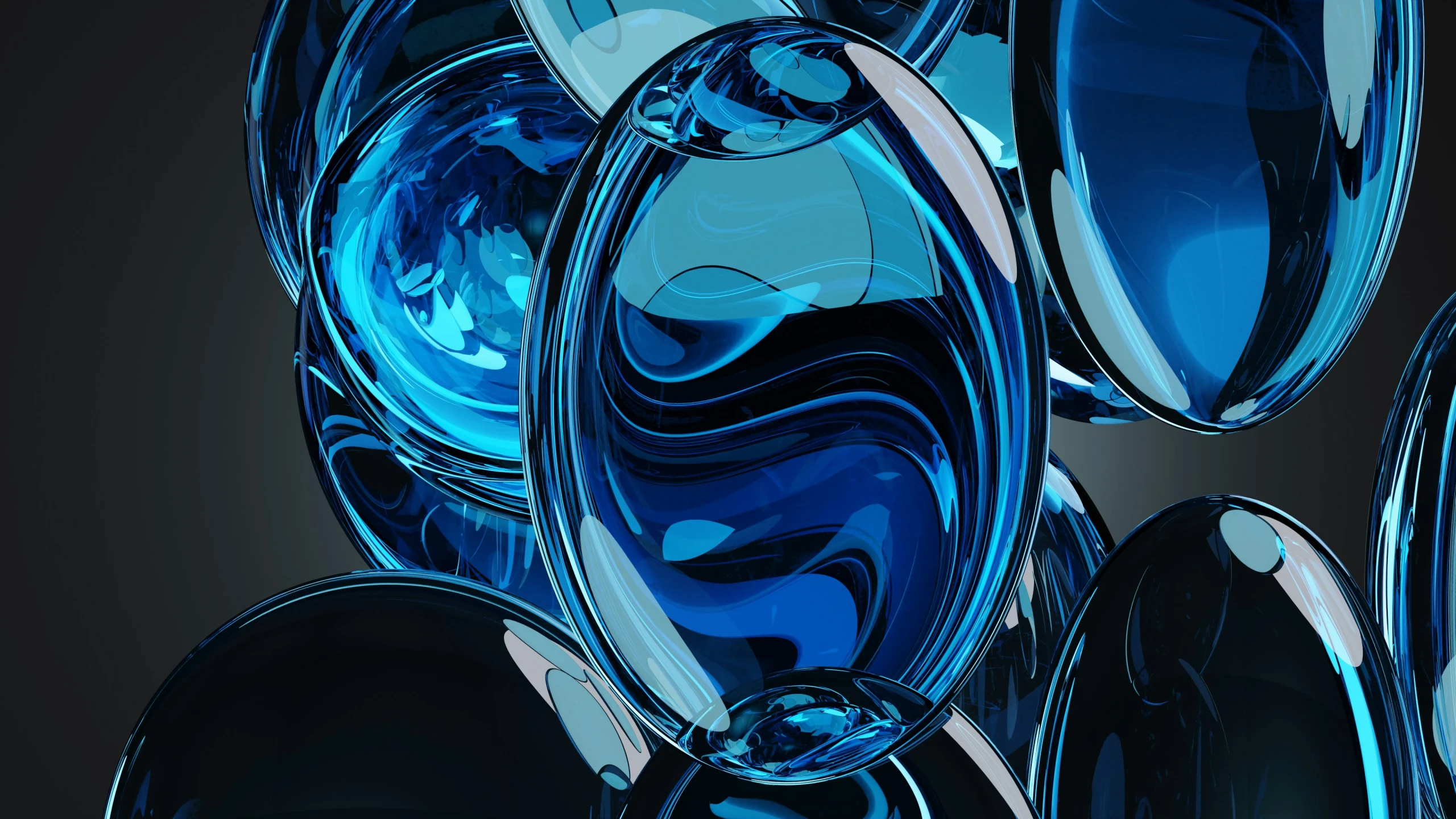 abstract blue shapes are arranged in a circle