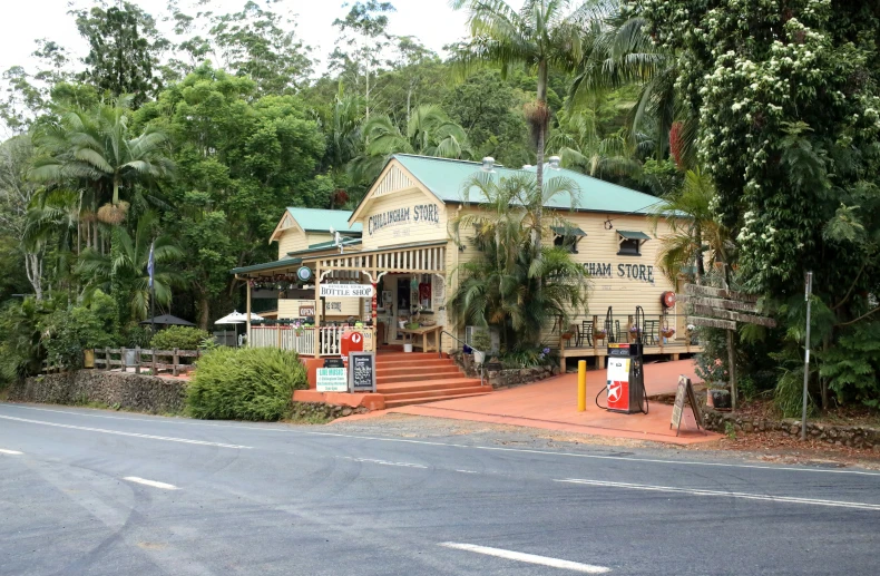 a home sits on the edge of a road