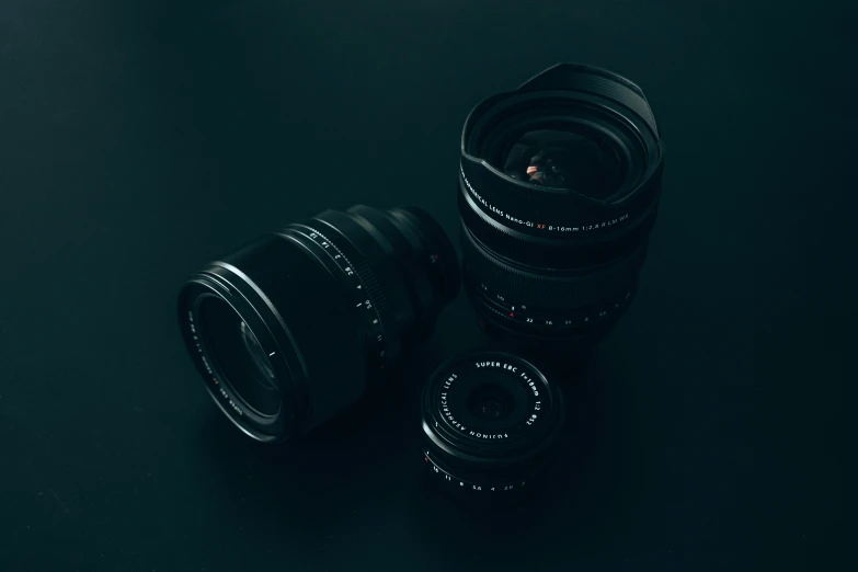 three different lens with their hood off