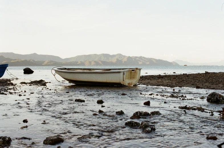 two boats on the ground by the ocean shore