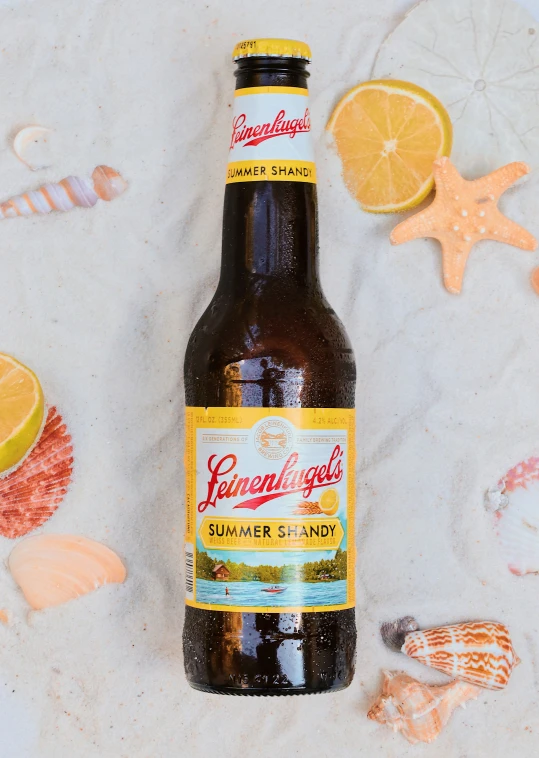 a bottle of beer sitting on top of a table