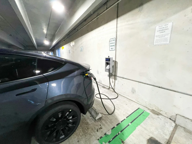 the vehicle is charging at the electrical station