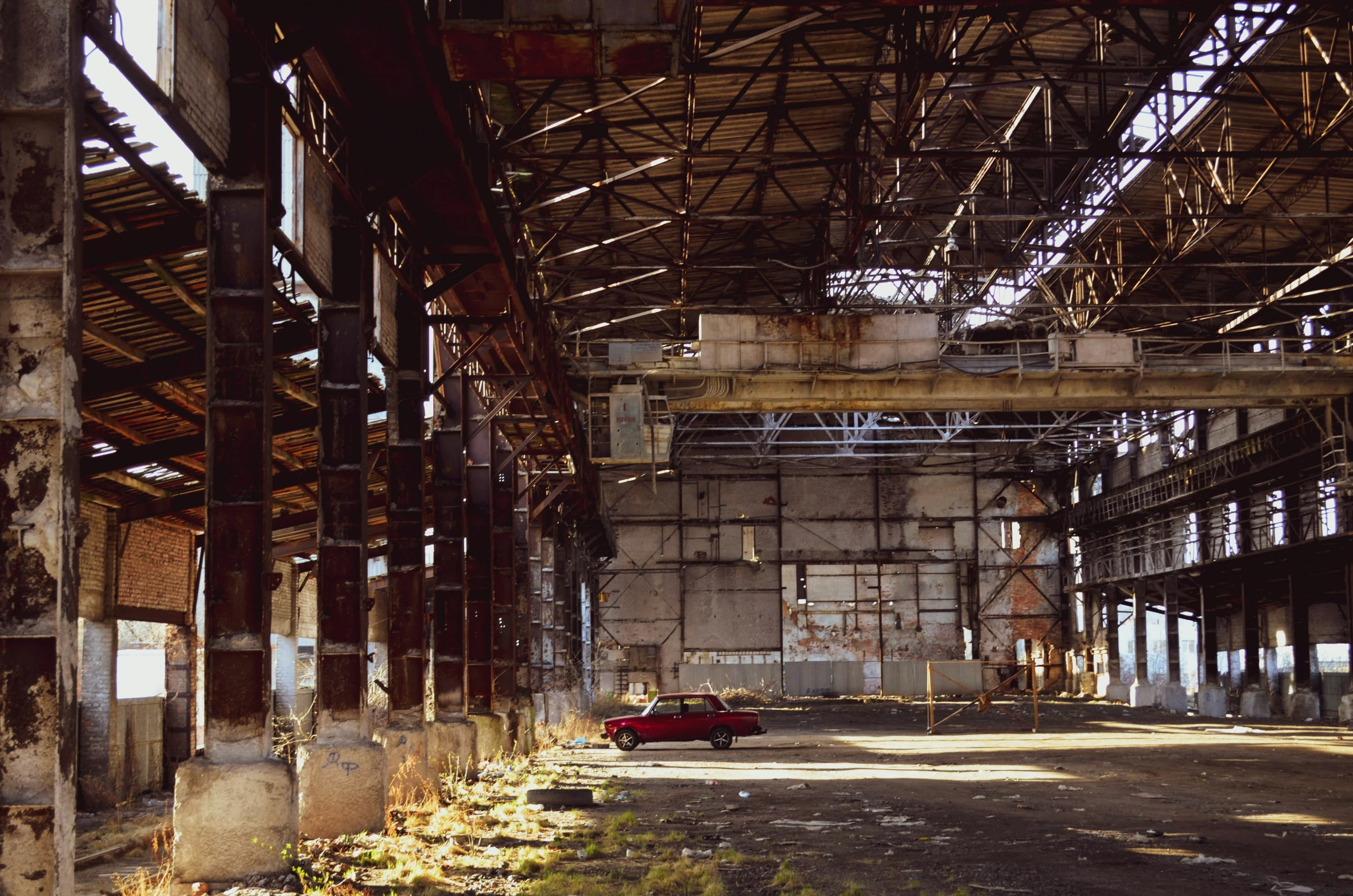 a long and narrow building that is being demolished