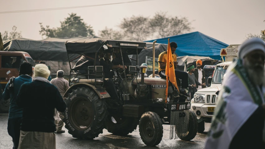 there is a tractor that has been modified for driving